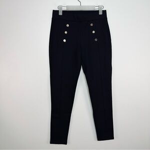 Zara Black High-Waisted Military Button Skinny Trouser - Gold Button Size Medium